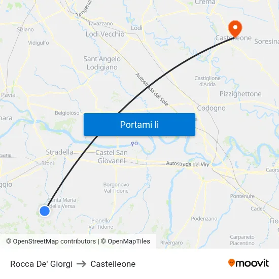 Rocca De' Giorgi to Castelleone map