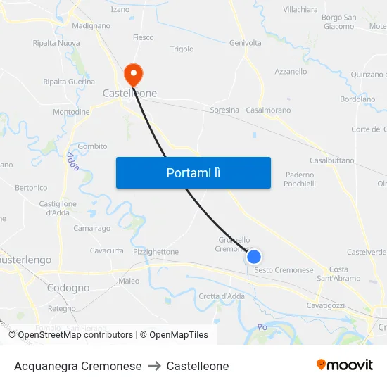 Acquanegra Cremonese to Castelleone map