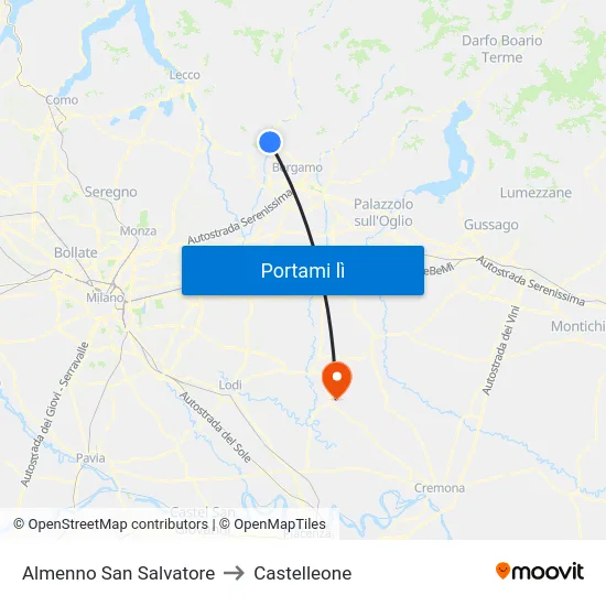 Almenno San Salvatore to Castelleone map