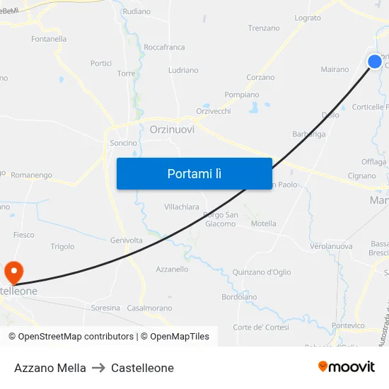 Azzano Mella to Castelleone map