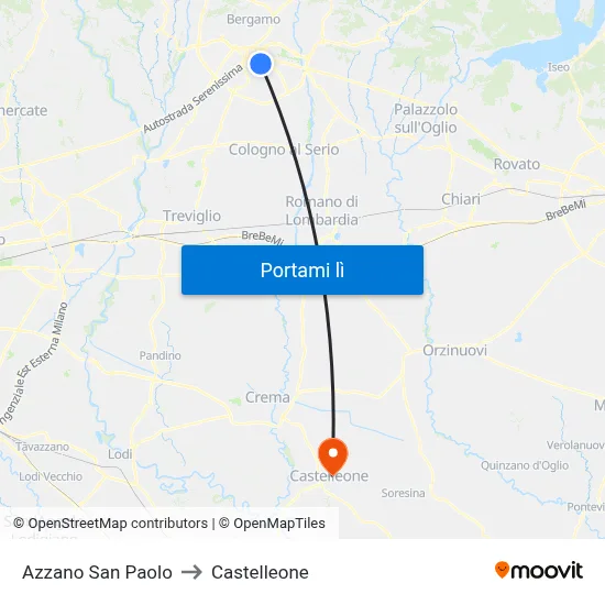 Azzano San Paolo to Castelleone map