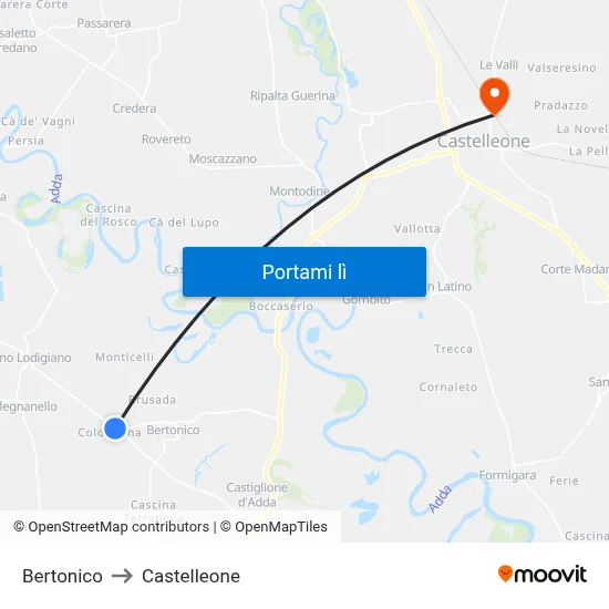 Bertonico to Castelleone map