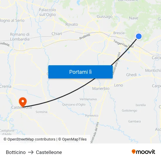 Botticino to Castelleone map