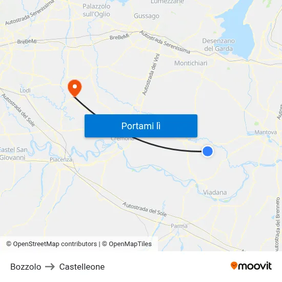 Bozzolo to Castelleone map