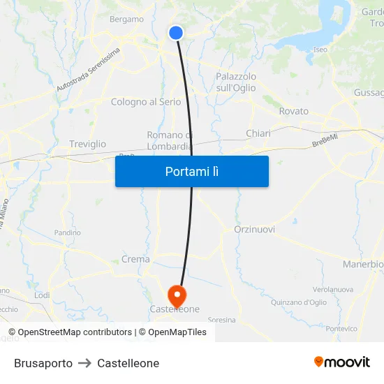 Brusaporto to Castelleone map