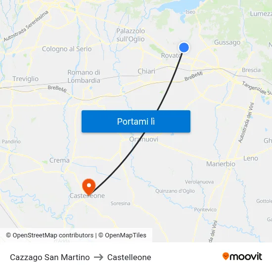 Cazzago San Martino to Castelleone map