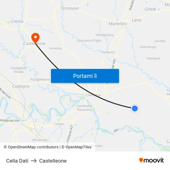 Cella Dati to Castelleone map