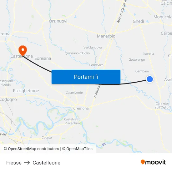 Fiesse to Castelleone map