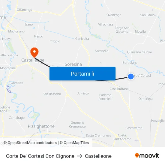 Corte De' Cortesi Con Cignone to Castelleone map