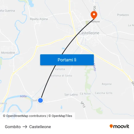 Gombito to Castelleone map