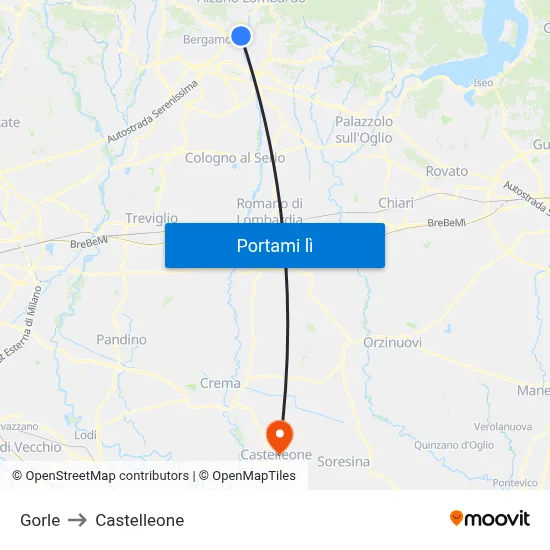 Gorle to Castelleone map