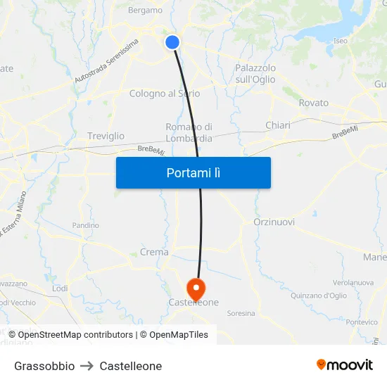 Grassobbio to Castelleone map