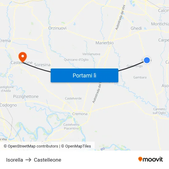 Isorella to Castelleone map