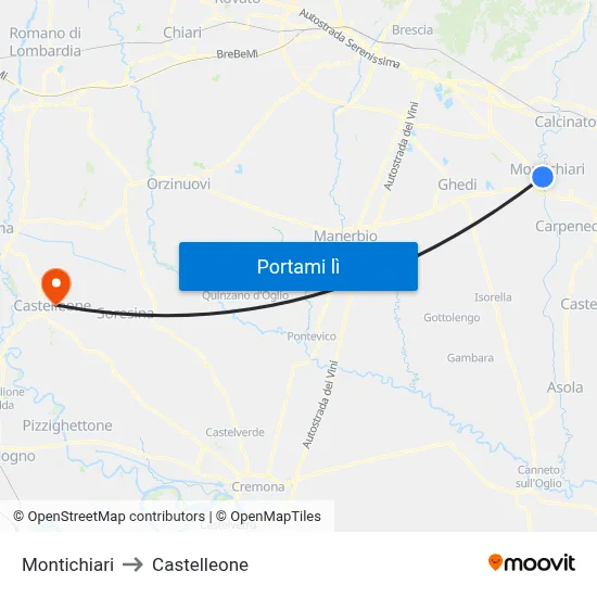 Montichiari to Castelleone map
