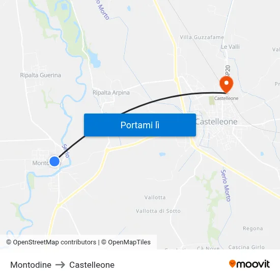 Montodine to Castelleone map