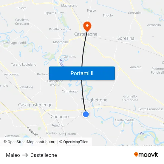 Maleo to Castelleone map