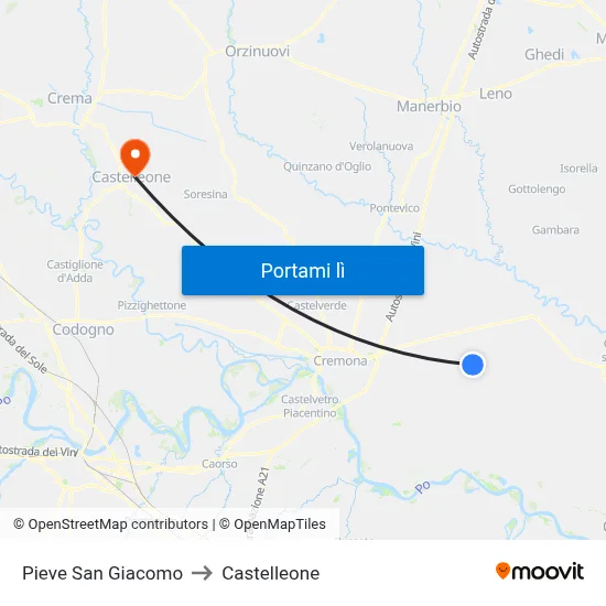 Pieve San Giacomo to Castelleone map