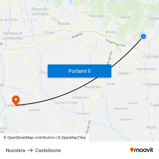 Nuvolera to Castelleone map