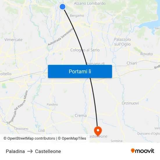 Paladina to Castelleone map