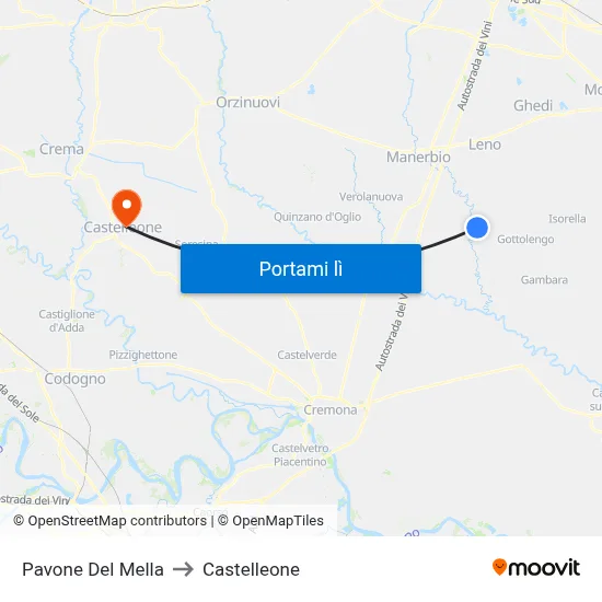 Pavone Del Mella to Castelleone map