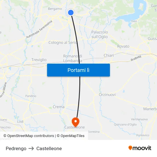 Pedrengo to Castelleone map