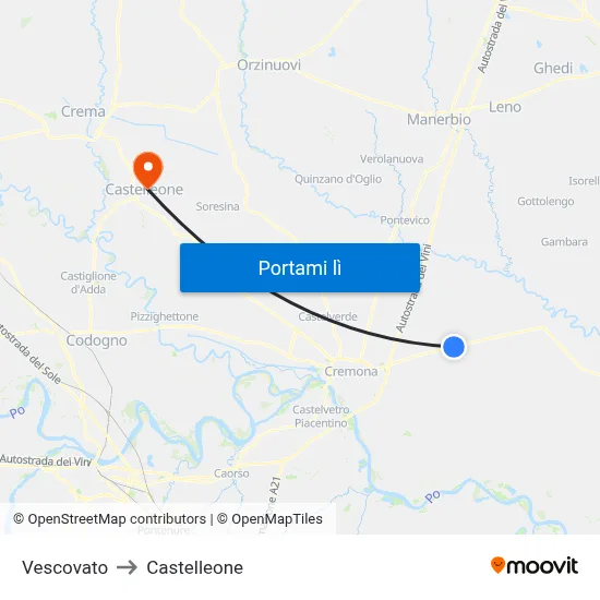 Vescovato to Castelleone map