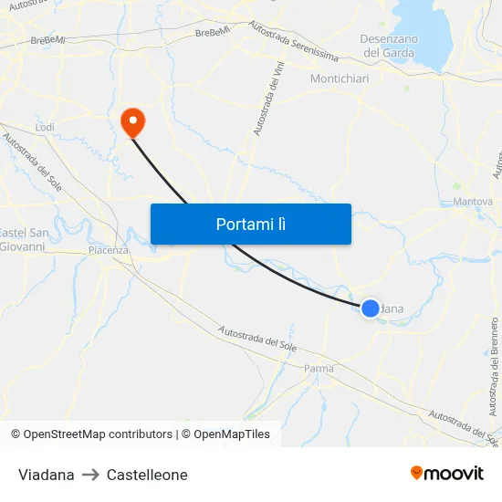 Viadana to Castelleone map