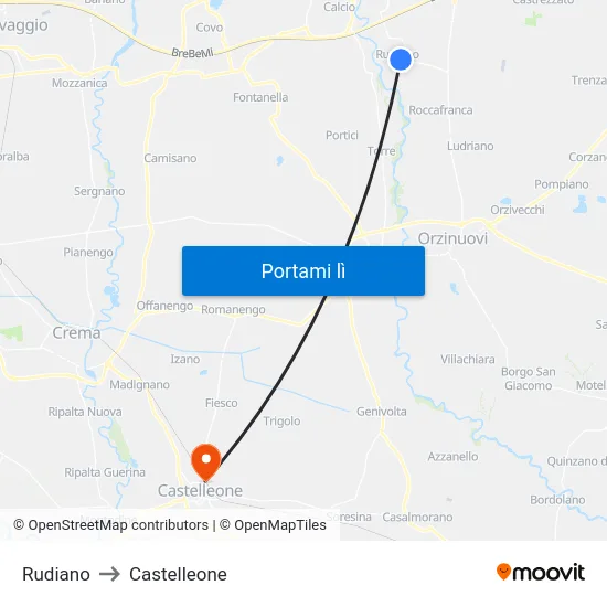 Rudiano to Castelleone map
