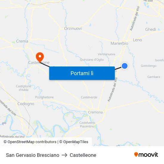 San Gervasio Bresciano to Castelleone map