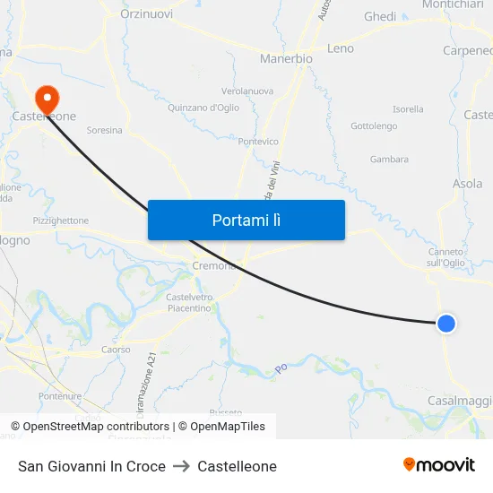 San Giovanni In Croce to Castelleone map