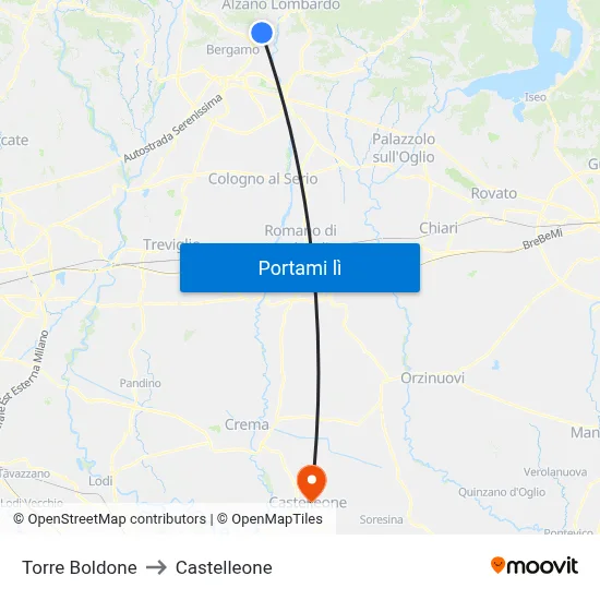 Torre Boldone to Castelleone map