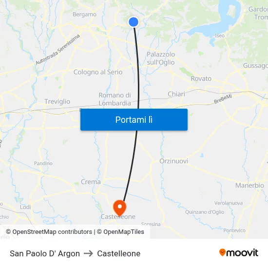 San Paolo D' Argon to Castelleone map