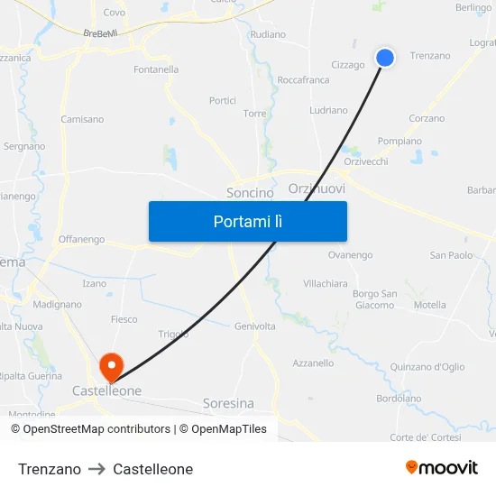 Trenzano to Castelleone map