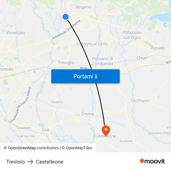 Treviolo to Castelleone map