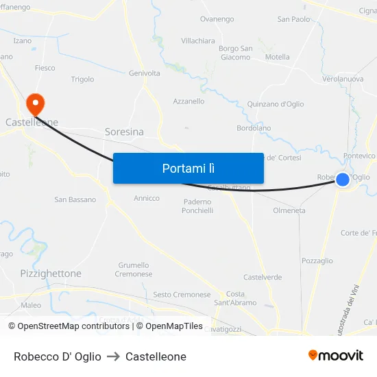 Robecco D' Oglio to Castelleone map