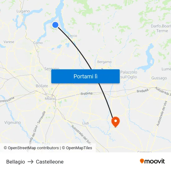 Bellagio to Castelleone map