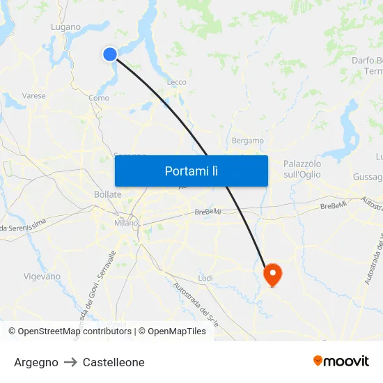 Argegno to Castelleone map