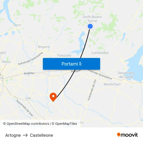 Artogne to Castelleone map