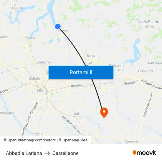 Abbadia Lariana to Castelleone map