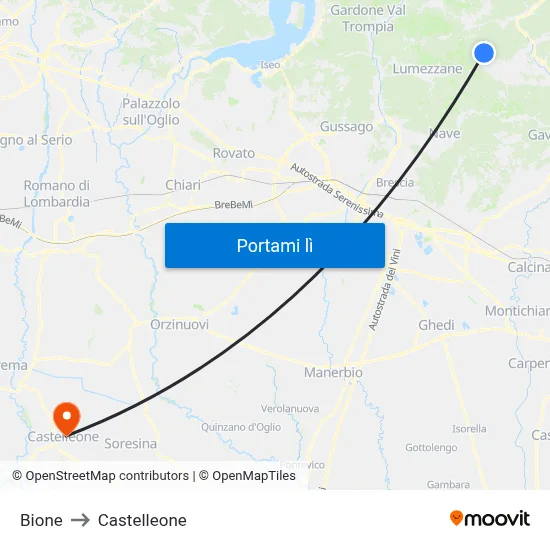 Bione to Castelleone map