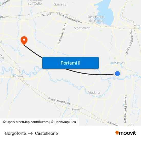 Borgoforte to Castelleone map