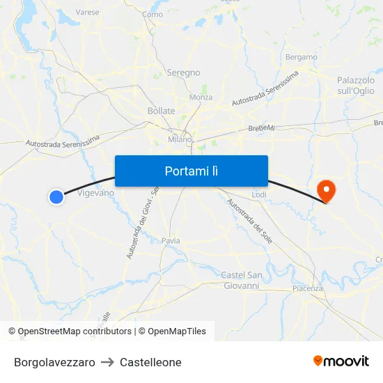 Borgolavezzaro to Castelleone map