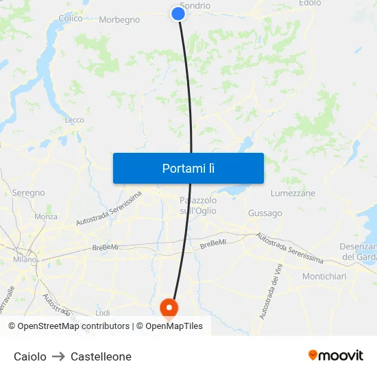Caiolo to Castelleone map