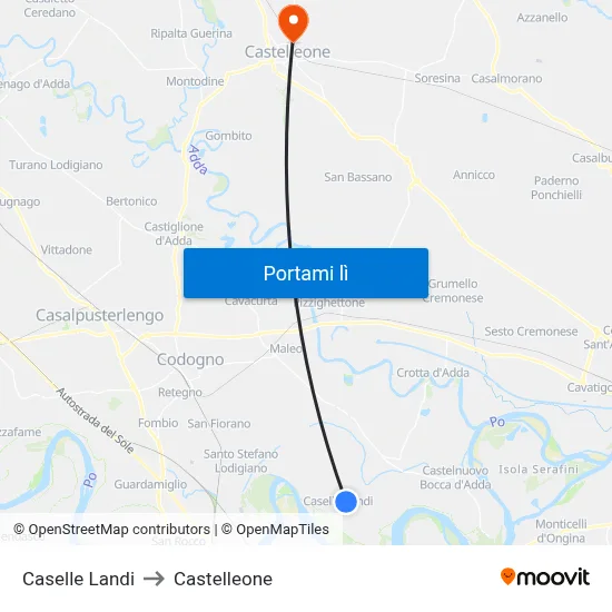 Caselle Landi to Castelleone map