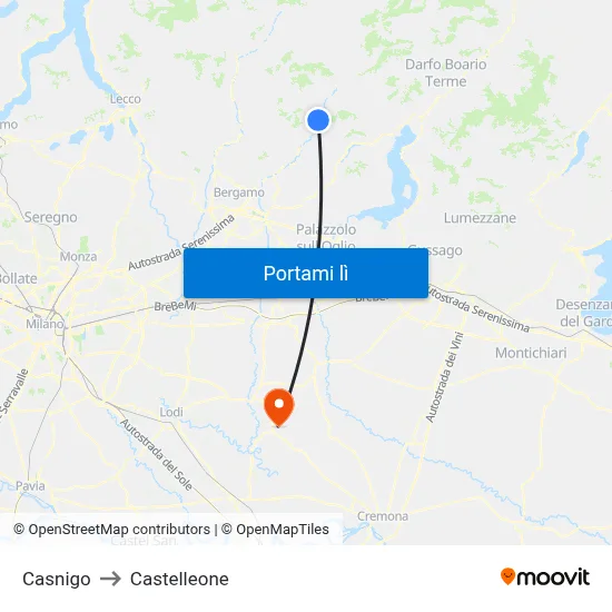 Casnigo to Castelleone map