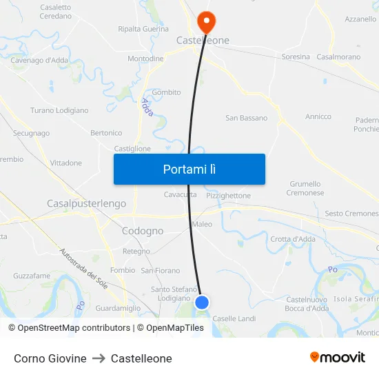 Corno Giovine to Castelleone map