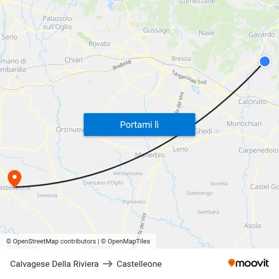 Calvagese Della Riviera to Castelleone map