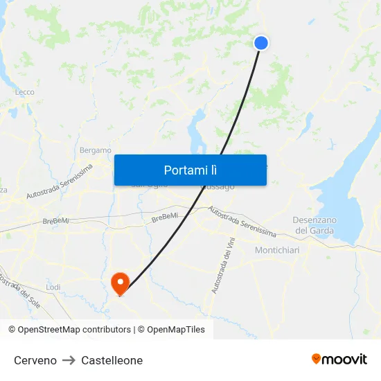 Cerveno to Castelleone map