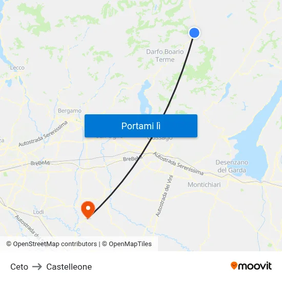 Ceto to Castelleone map