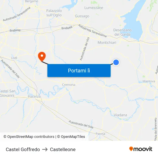 Castel Goffredo to Castelleone map